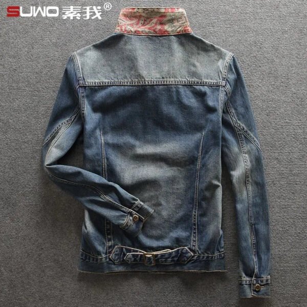 2023 Spring and Autumn New Classic Fashion Trend Vintage Printed Denim Jacket Men's Casual Loose Comfortable Large Size Coat - Image 2