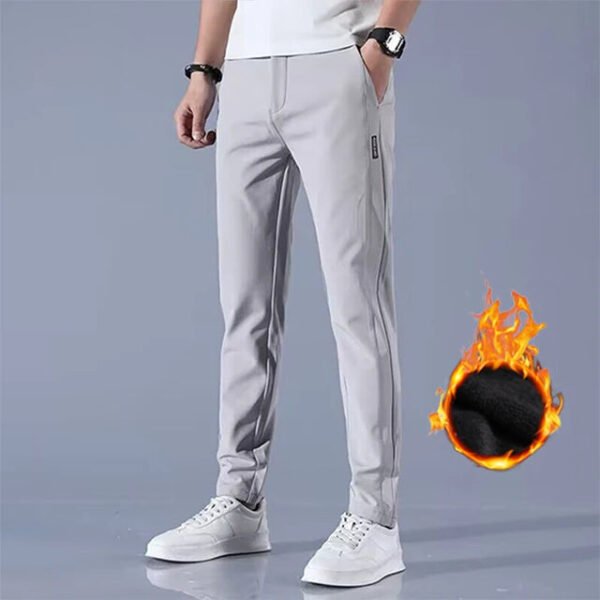 2024Winter velvet Casual Pants Men Thick Business Stretch Slim Elastic Waist Jogger Outdoors Korean Classic Fleece Trousers Male - Image 8