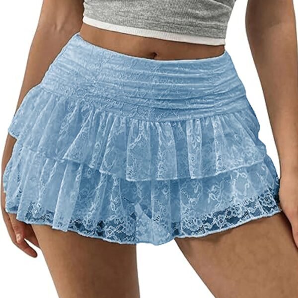 hirigin Cute Ruffle Bloomer Skirts Women's Summer Lace Floral Skirt High Rise Tiered Ruffled Flowy Short Mini A Line Skirt - Image 8