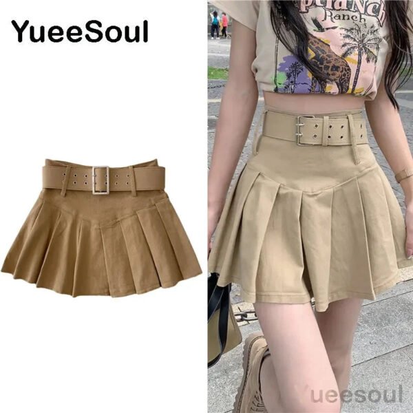 Brown Mini Skirts 2023 New Y2K Vintage High Waist Women Pleated Skirt Chic Sweet Cute Preppy Style Casual 90s E Girl Dance Skirt - Image 14
