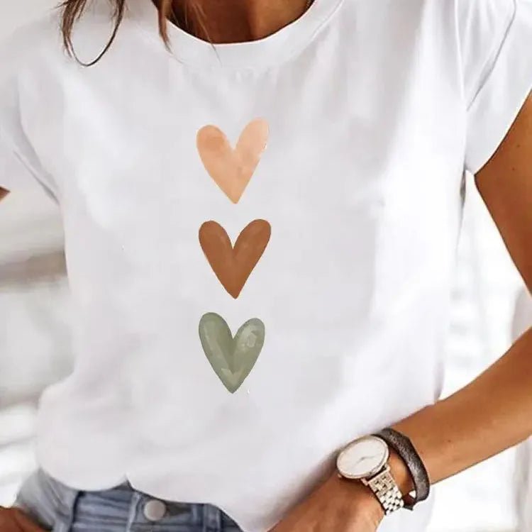 Love Heart Print Women Summer T Shirt Girl O Neck Funny Y2K Tops Tee Female 90s Casual Clothing - Image 4