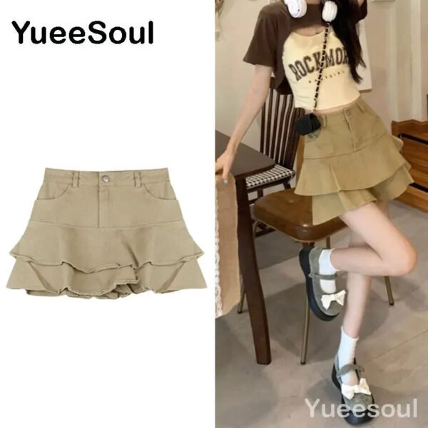 Brown Mini Skirts 2023 New Y2K Vintage High Waist Women Pleated Skirt Chic Sweet Cute Preppy Style Casual 90s E Girl Dance Skirt - Image 21