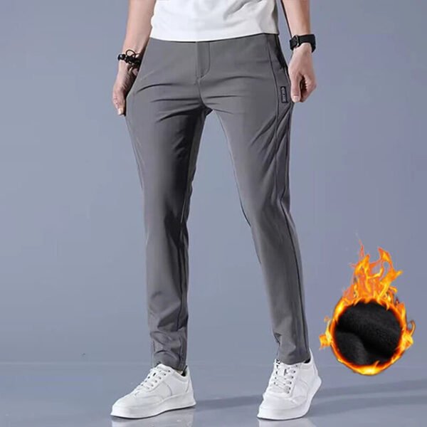 2024Winter velvet Casual Pants Men Thick Business Stretch Slim Elastic Waist Jogger Outdoors Korean Classic Fleece Trousers Male - Image 9