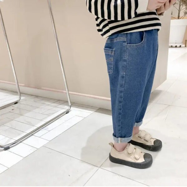 Baby Boy Girl Loose Jeans New Fashion Korean Style Casual Solid Color Jeans Spring Autumn Children's Denim Pants For 1-7 Years - Image 5