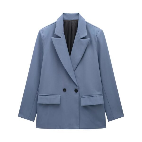 KUCLUT 2024 Spring and Autumn New Women's Solid Color Double breasted Loose Suit Coat for Women - Image 4
