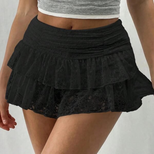 hirigin Cute Ruffle Bloomer Skirts Women's Summer Lace Floral Skirt High Rise Tiered Ruffled Flowy Short Mini A Line Skirt - Image 2