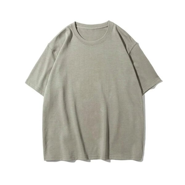 9.9oz 280gsm High Qualtity Oversized Heavy T-shirt for Men Short Sleeve Tee Cotton Solid Color Trend Leisure Green White Black - Image 22