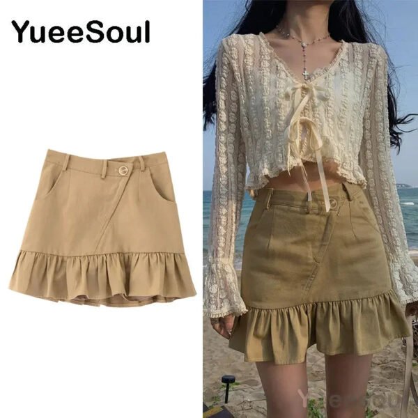 Brown Mini Skirts 2023 New Y2K Vintage High Waist Women Pleated Skirt Chic Sweet Cute Preppy Style Casual 90s E Girl Dance Skirt - Image 28