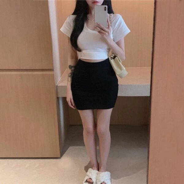 Elasticity Black One-step Skirt Women Summer High Waist Tight Sexy Hot Girl Bag Hip Black Short Skirt Night Club Mini Skirt - Image 4