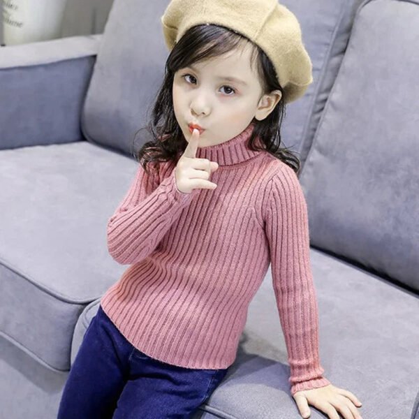 Baby Girls Winter Turtleneck Knitted Sweaters Clothes 2024 Autumn Children Boys Pullover Kids Knitwear - Image 5