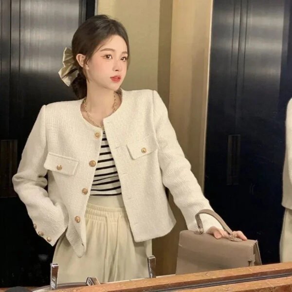 Wool Coat Women Jacket Short Autumn Winter Cardigan Long Sleeve Top Single Breasted Tweed Versatile Wool Top Full Sleeve 2024 - Image 6