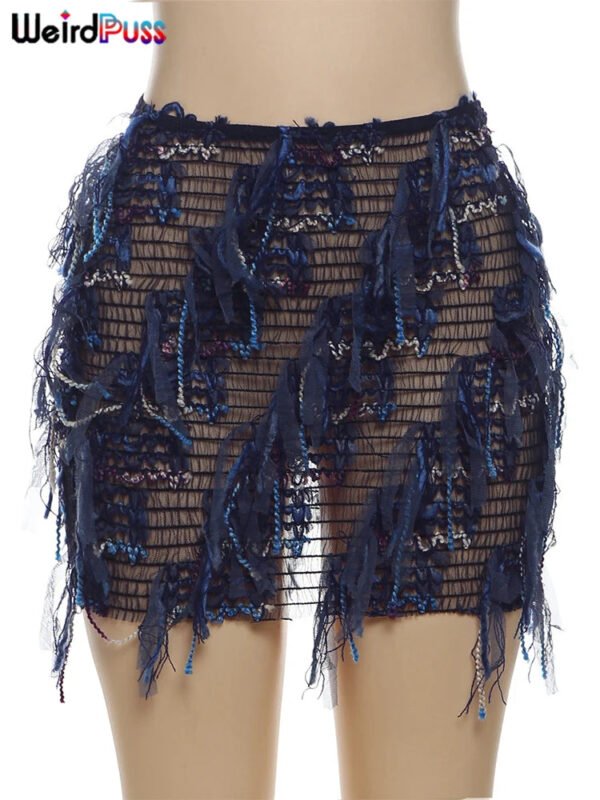 Weird Puss Colorful Tassel Skirts Peach Hip Women Thin Knit Wild Sexy Midnight Summer Trend Stretch Skinny Streetwear Bodycon - Image 7