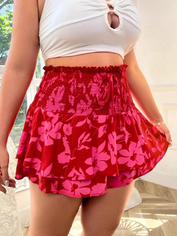 Plus Size 2025 Spring and Summer New Women's Bohemian Flower Printed Waist Bundle Half-body Skirt, Summer Style Fashion Young - Image 6