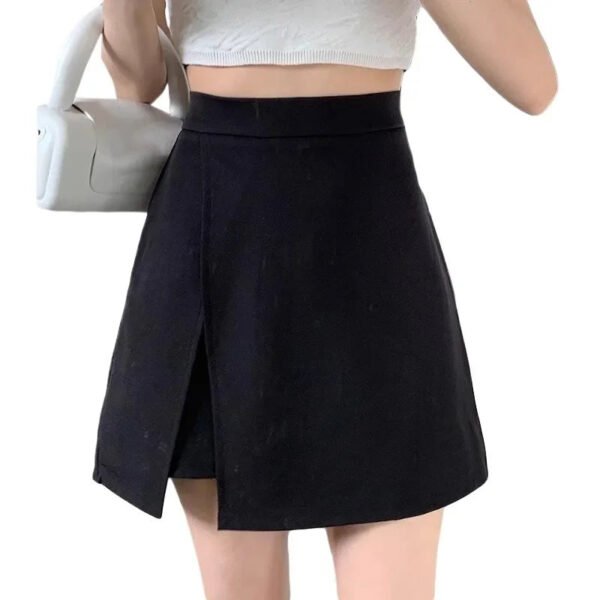 Plus Size High-waisted Slimming Skirts Women's Solid Color A- line Side Slit English Style Lightweight Chiffon Summer Skirts - Image 4
