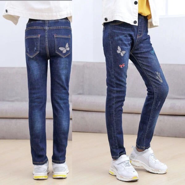 2-14 Years Spring and Autumn Casual Kids Embroidery Design Kids Jeans Trousers For Girls Jeans Pants Teen Children's Clothing - Image 3