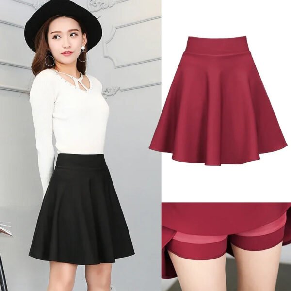 2024 Flared Skirts Women's Basic Shorts Skirt Fashion Versatile Black Casual Mini Skater Medium Pleated Fluffy Skirt S-4XL - Image 4