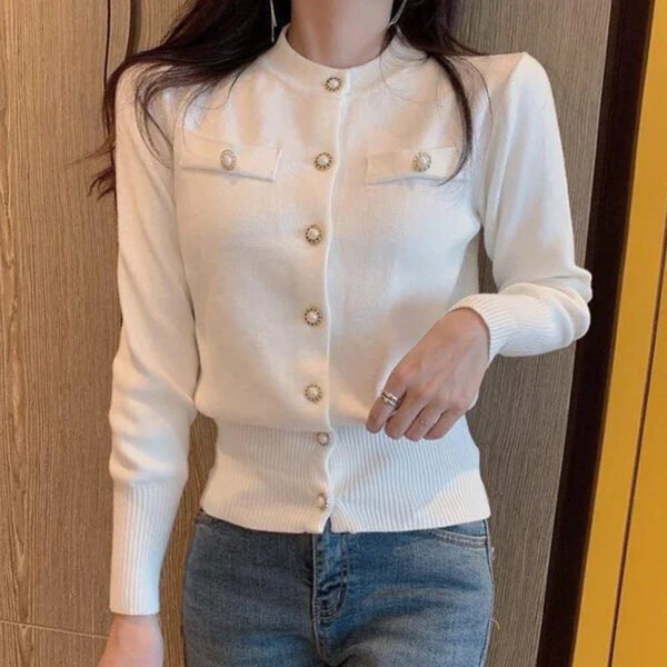 New Fashion Autumn Knitted Cardigan Sweater Women Long Sleeve Short Coat Casual Korean Single Breasted Slim Top Pull Femme 17375 - Image 4