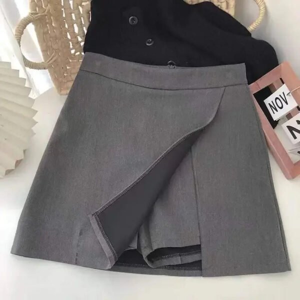 Lucyever Black Gray Women Skirts A-Line Korean Style High Waist Split Mini Skirt Woman Simple Casual Office Shorts Skirts Female - Image 7