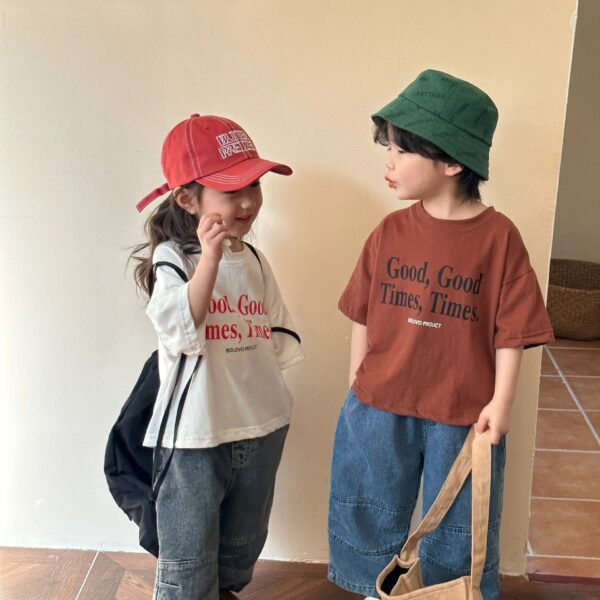 2024 Summer Fashion Loose Girl Children Letter Print T-shirt Boy Baby Cotton Short Sleeve Tees Kid Casual Tops Toddler Clothes - Image 3