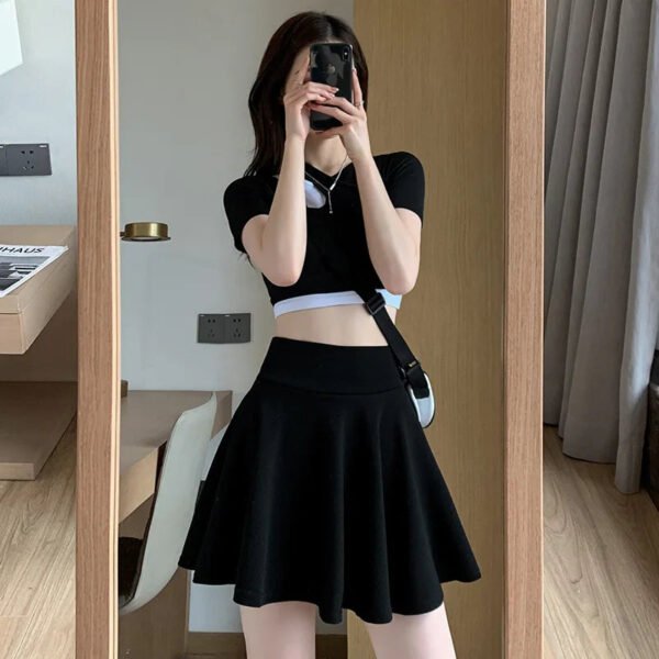 Summer Basic Skirts Women Shorts Mini Elastic Pleated Skirts High Waist Bubble Sun Skirts School Girl Uniform Lined Safety Pants - Image 17
