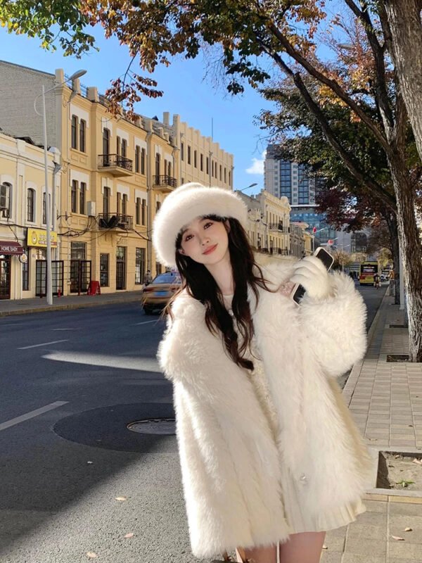 Lautaro Autumn Winter Oversized Loose Casual Luxury Soft Thick Warm Hairy Faux Fox Fur Coat Women Long Sleeve Fluffy Jacket 2024 - Image 7