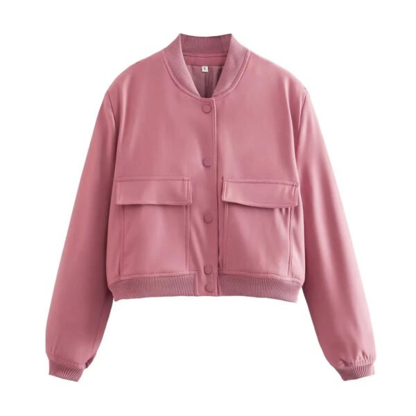 Willshela Women Fashion Solid Bomber Jackets Coat With Pockets V-Neck Single Breasted Long Sleeves Female Chic Lady Outfits - Image 12