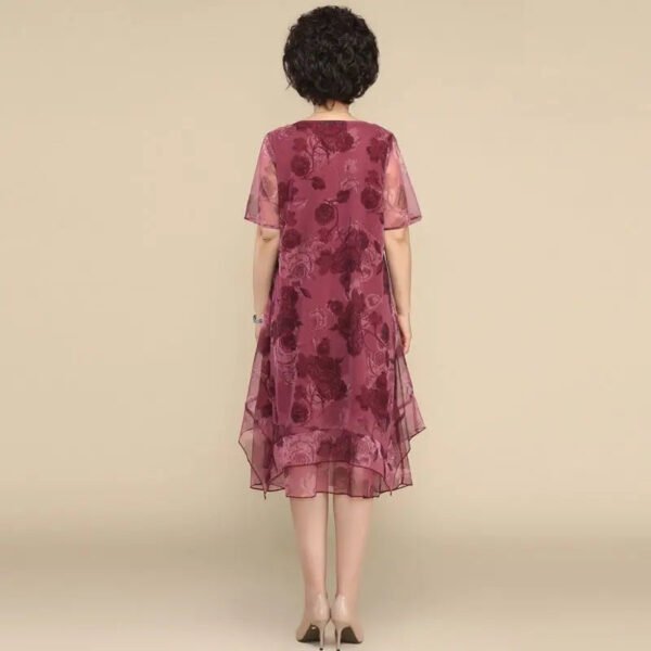 2023 O-Neck Short Sleeve Dresses Vintage Floral Printed Summer Gauze Spliced Women's Clothing Stylish Irregular Loose Midi Dress - Image 2