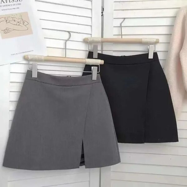 Lucyever Black Gray Women Skirts A-Line Korean Style High Waist Split Mini Skirt Woman Simple Casual Office Shorts Skirts Female - Image 3