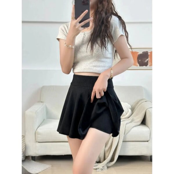 Anti-exposure Female Korean Style Sun Skirt Lined Pleated Skirt Fashionable and Casual New Women's Large Size Half-length - Image 5