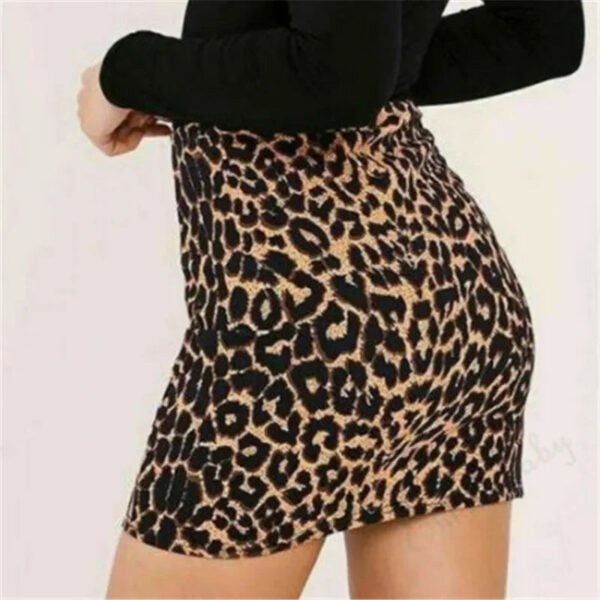 Leopard Printing High Waist Skirt Women Sexy Pencil Bodycon Pack Hip Mini Skirt For Women - Image 3