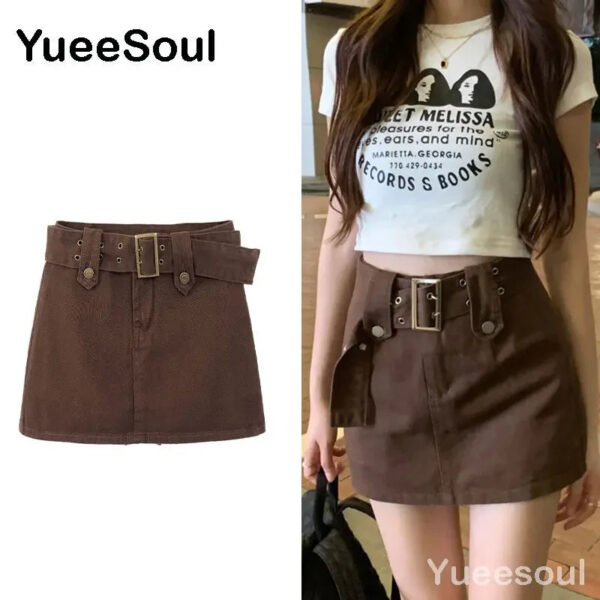 Brown Mini Skirts 2023 New Y2K Vintage High Waist Women Pleated Skirt Chic Sweet Cute Preppy Style Casual 90s E Girl Dance Skirt - Image 11