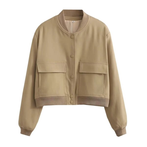 Willshela Women Fashion Solid Bomber Jackets Coat With Pockets V-Neck Single Breasted Long Sleeves Female Chic Lady Outfits - Image 11
