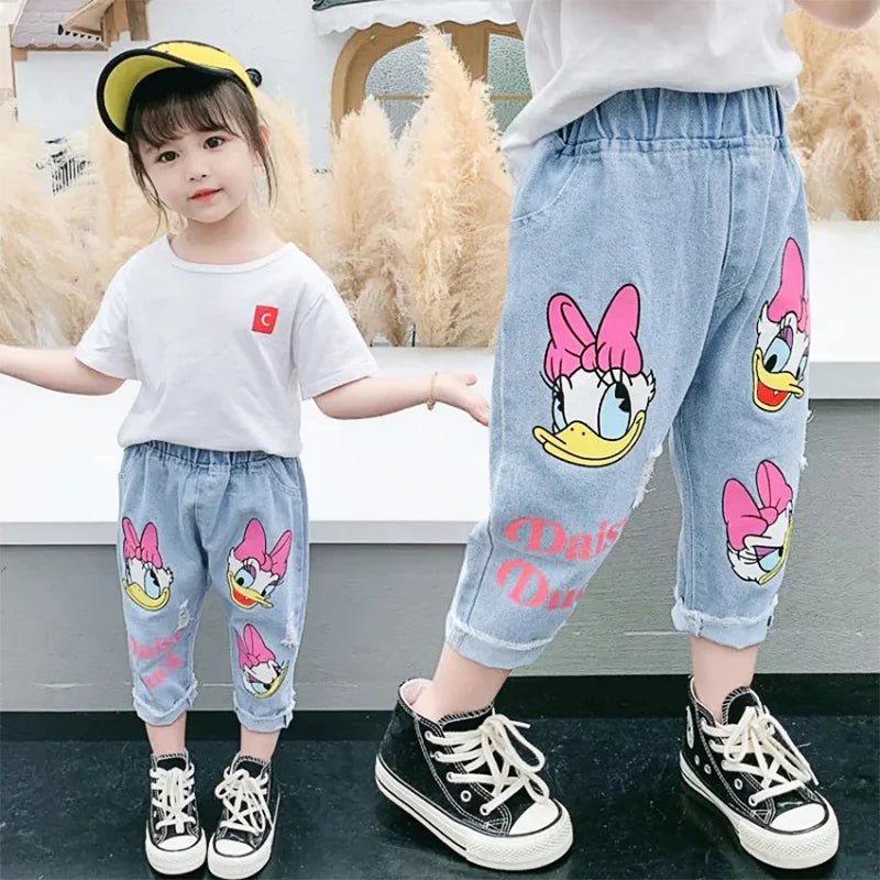 Spring Summer Children Cartoon Daisy Jeans Thin Baby Girls Loose Denim Pants Kids Fashion Casual Trousers for 2-6 Years - Image 2