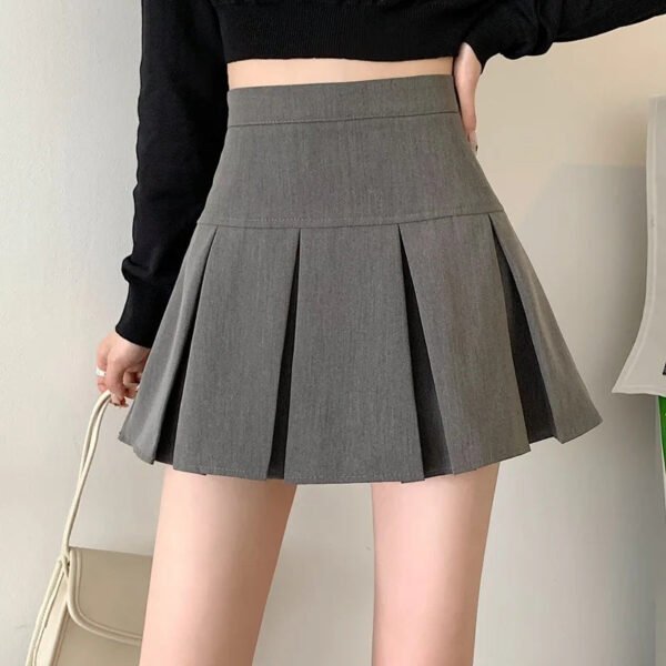2025 Summer New Women Slim Solid Color Pleated Short Skirt College Style Pure Want To High-waisted Skinny-proof A- line Clothing - Image 3