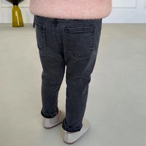 Baby Kids Spring Autumn Winter Thick Warm Jeans With Fleece For 1-7 Years Boys Girls Casual Denim Pants Kids Children Trousers - Image 4