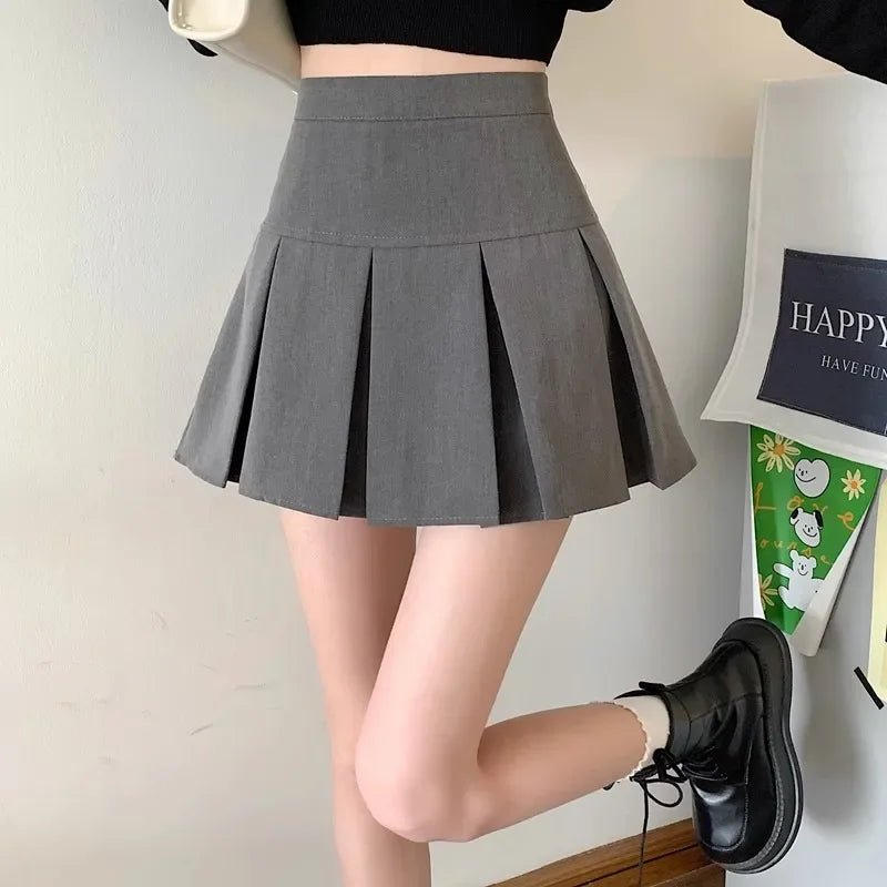 Grey Pleated Mini Dress For Women High-Waisted Slimming Style Anti-Exposure A- Line Skirt New Arrival Spring/Autumn 2024 - Image 2