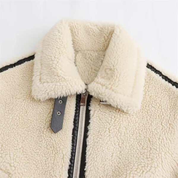 2024 RARF Autumn New Women's European and American Style Artificial Fur Effect Motorcycle Jacket Coat with Fur Integration - Image 3