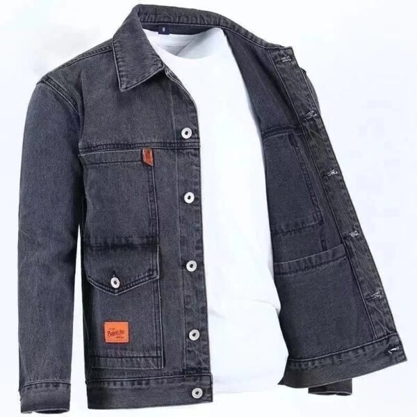 2023 Spring and Autumn New Fashion Trend Solid Color Denim Jacket Men's Casual Loose Comfortable Large Size High Quality Coat - Image 5