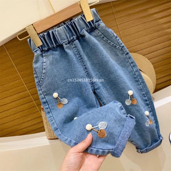 Ambroidered Flower Girl Jeans Baby Boy Kids Jeans Girl Pants Daduhey Wide Leg Pants Harem Trousers Clothes Bottoms - Image 3