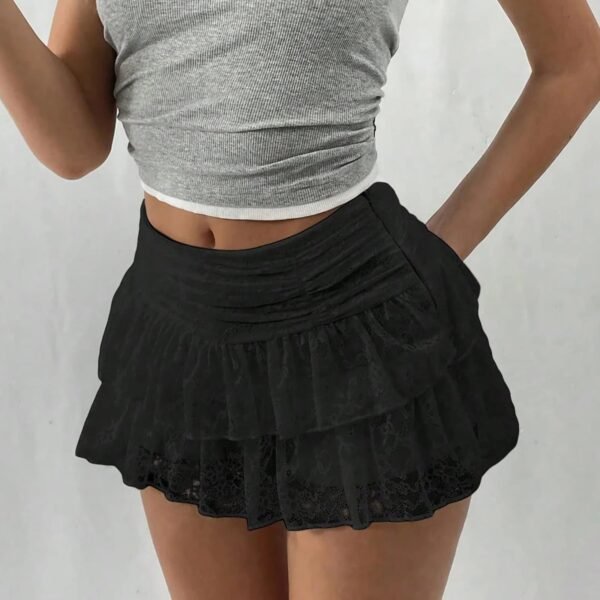 hirigin Cute Ruffle Bloomer Skirts Women's Summer Lace Floral Skirt High Rise Tiered Ruffled Flowy Short Mini A Line Skirt - Image 5
