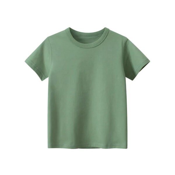 2024 Summer Girls Boys Solid T-Shirts Clothes 100% Pure Cotton Short Sleeve Yellow Red Green Kids UnderShirt Bottomming Clothing - Image 14