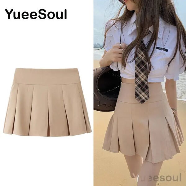 Brown Mini Skirts 2023 New Y2K Vintage High Waist Women Pleated Skirt Chic Sweet Cute Preppy Style Casual 90s E Girl Dance Skirt - Image 8