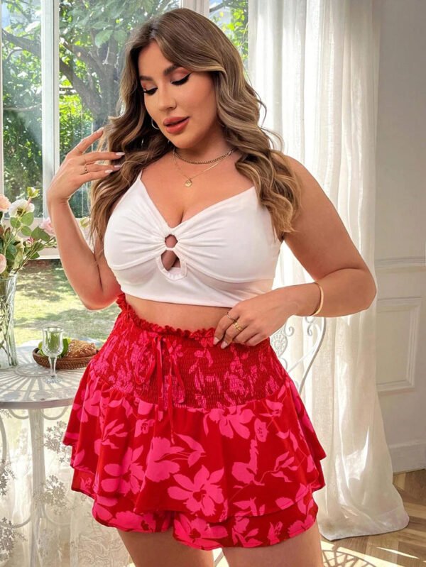Plus Size 2025 Spring and Summer New Women's Bohemian Flower Printed Waist Bundle Half-body Skirt, Summer Style Fashion Young - Image 4