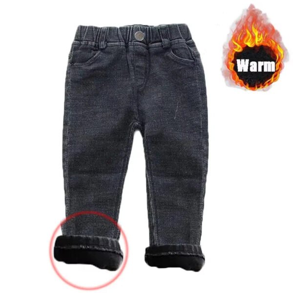 Baby Kids Spring Autumn Winter Thick Warm Jeans With Fleece For 1-7 Years Boys Girls Casual Denim Pants Kids Children Trousers - Image 6