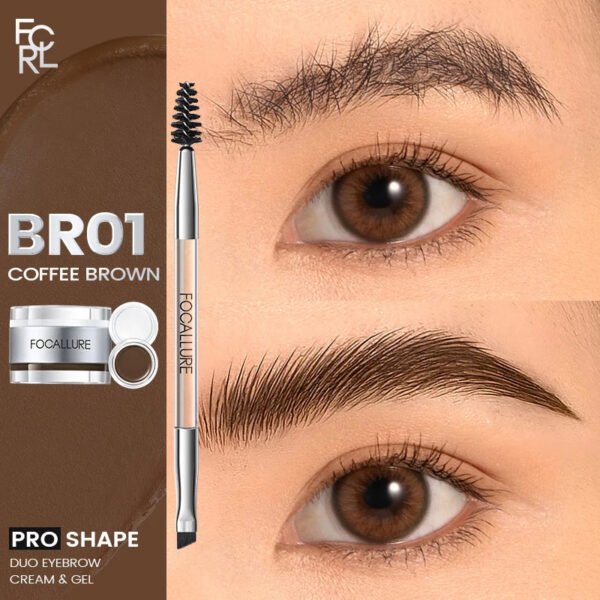 FOCALLURE 2 In 1 Eyebrow Pomade Gel Wax Makeup Waterproof Long Lasting 3 Colors Eyebrow Enhancer Cream Cosmetics With Brush - Image 8