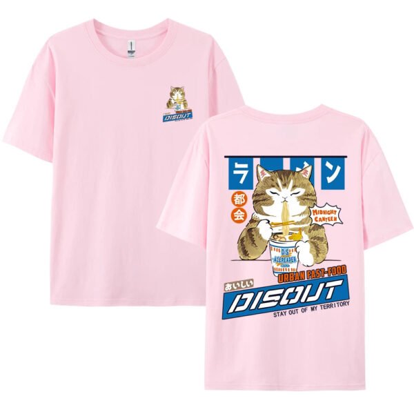 Harajuku Cat Cartoon Eating Noodles Graphic Men Women Tshirts Casual Short Sleeve Tees Japan Style Oversized T Shirt Clothing - Image 9