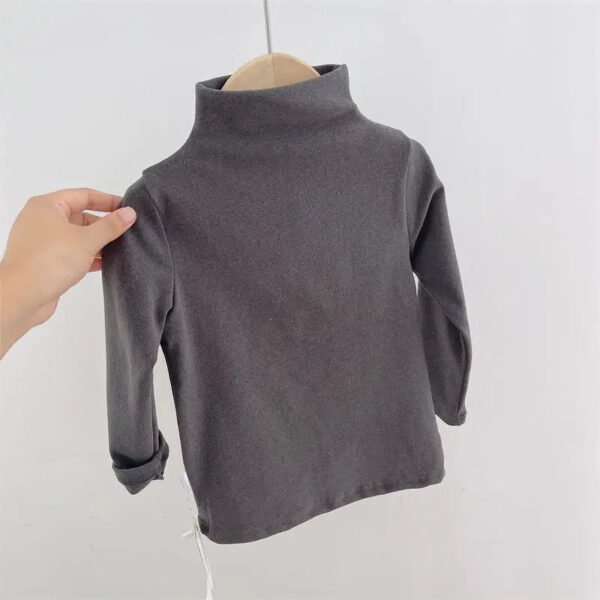 Autumn Winter Children Kids Boys Girls T-shirts Tops Turtleneck Solid Long Sleeve Warm Fleece Bottoming Shirts Tees for Kids - Image 6