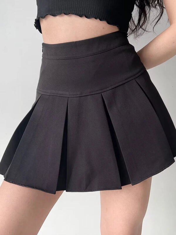 2025 Vintage Gray Pleated Skirt Women Kawaii High Waist Mini Skirts Korean Fashion School Uniform Harajuku Streetwear Spring - Image 4