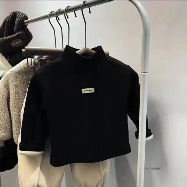 Children's Autumn Winter Half High Neck Pullover Long Sleeve Bottom Shirt Kids Baby Boys Girls Clothing Tops - Image 4