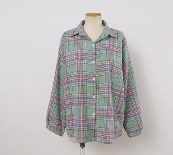 Plaid Shirt Women Autumn Long Sleeve Top Female Vintage Fashion Single Breasted Blouse Ladies Preppy Style Loose Check Shirts - Image 7
